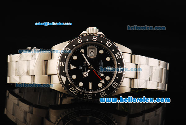 Rolex GMT-Master II Swiss ETA 2836 Automatic Movement Full Steel with Black Dial and Black Bezel - Click Image to Close